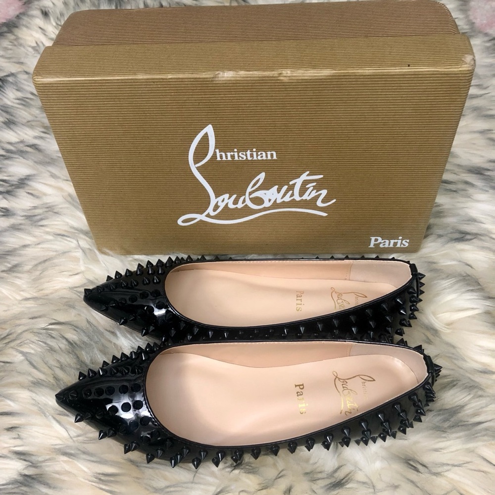 Christian Louboutin Black Spiked Flats- Never worn